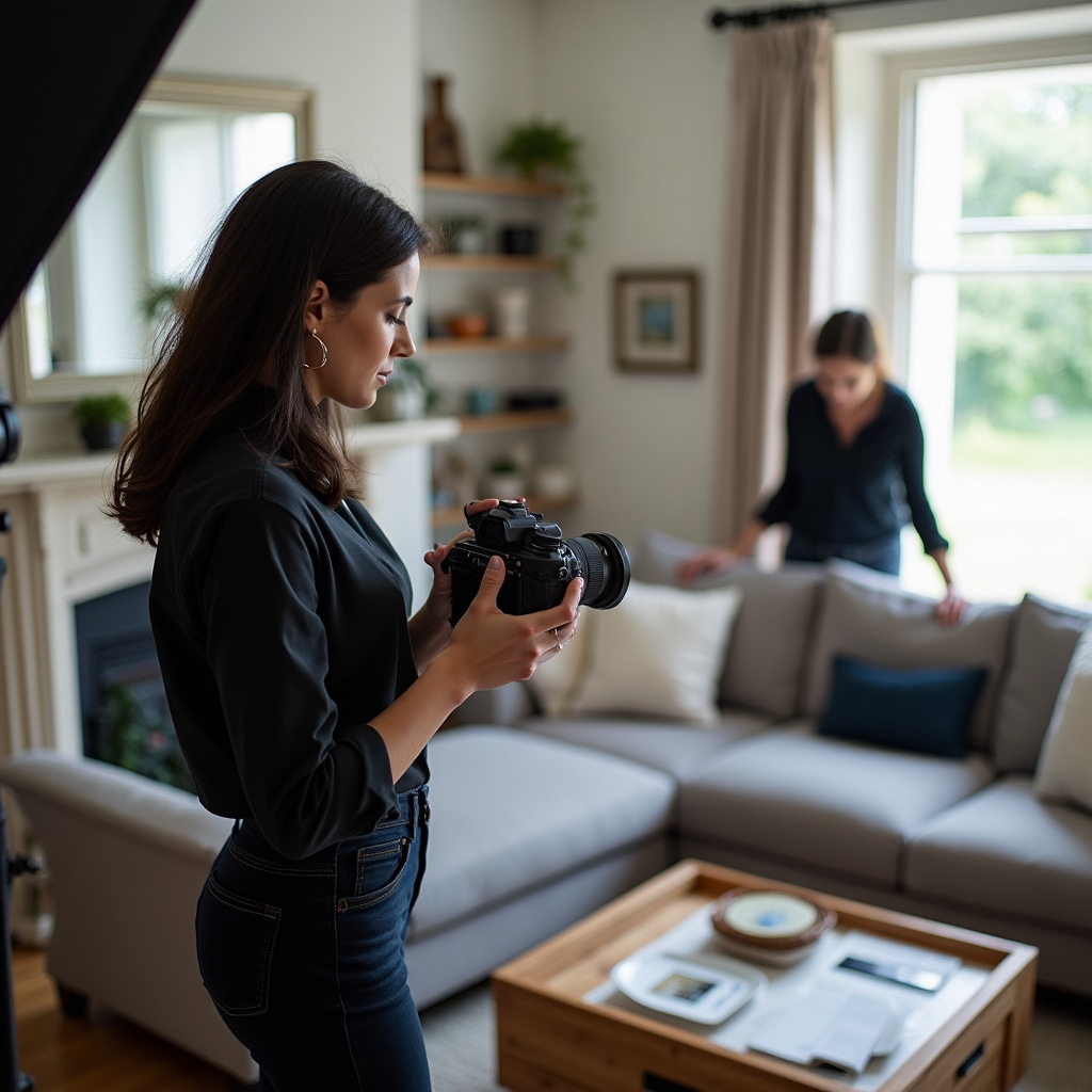 Professional photographer capturing a staged property interior